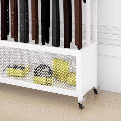 JELIMATE Freestanding Belt Display Rack with Wheels | Multi-Tier Organizer for Retail Store