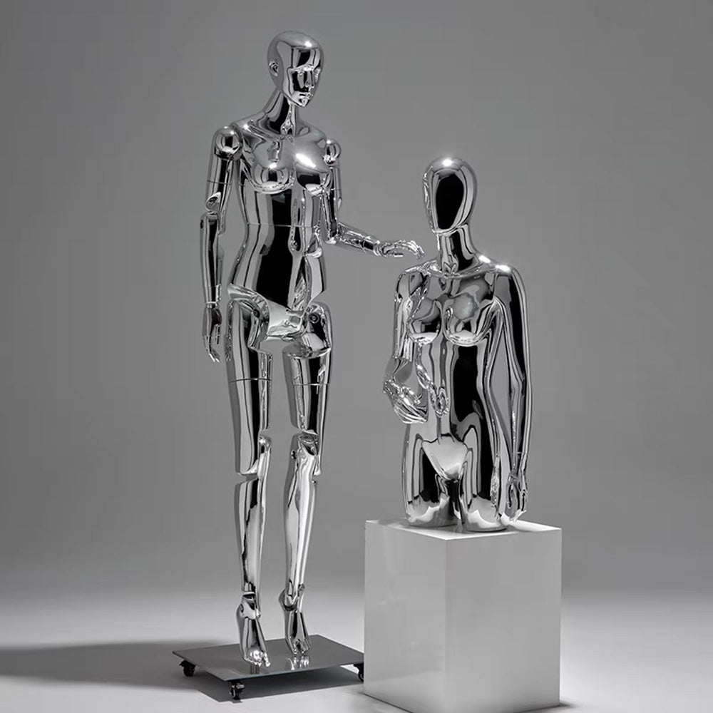 JELIMATE Chrome Full Body Mannequin Female Male Mechanical Robot Streetwear Clothing Display