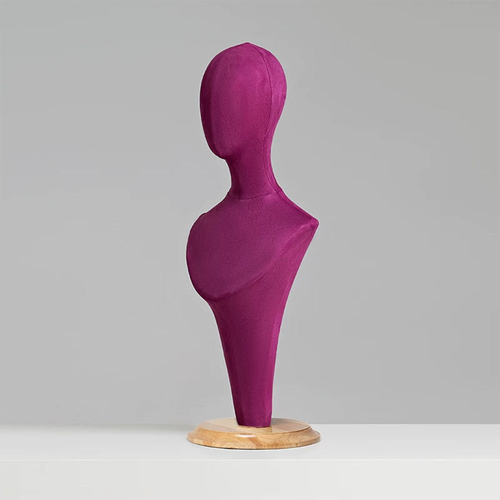 JELIMATE Fabric Mannequin Head Stand with Wood Base for Hat Wig Jewelry Display