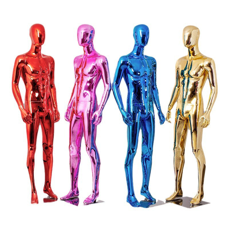 Brand Clothing Electroplated Mannequin | Full - Body Colorful Fiberglass Resin Golden Men's Clothing Window Display Rack