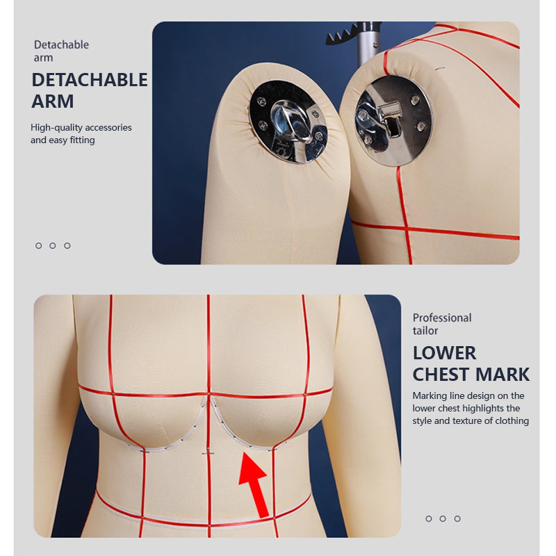 Anatomically accurate 34B bra fitting mannequin with clear underbust line for intimate design.
