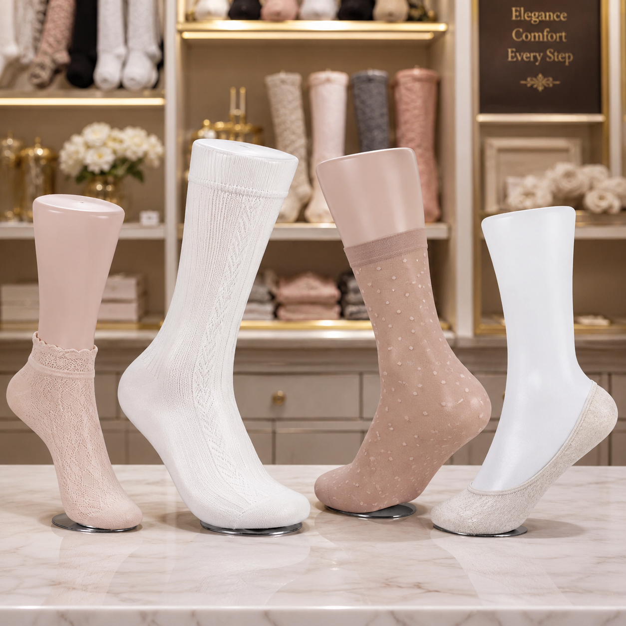 JELIMATE Foot Mannequin for Socks & Hosiery Display – Male Female PE Foot Form Stand