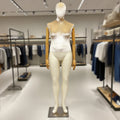 ✨ Elegant Plus Size Female Mannequin with Wooden Arms & Velvet Torso