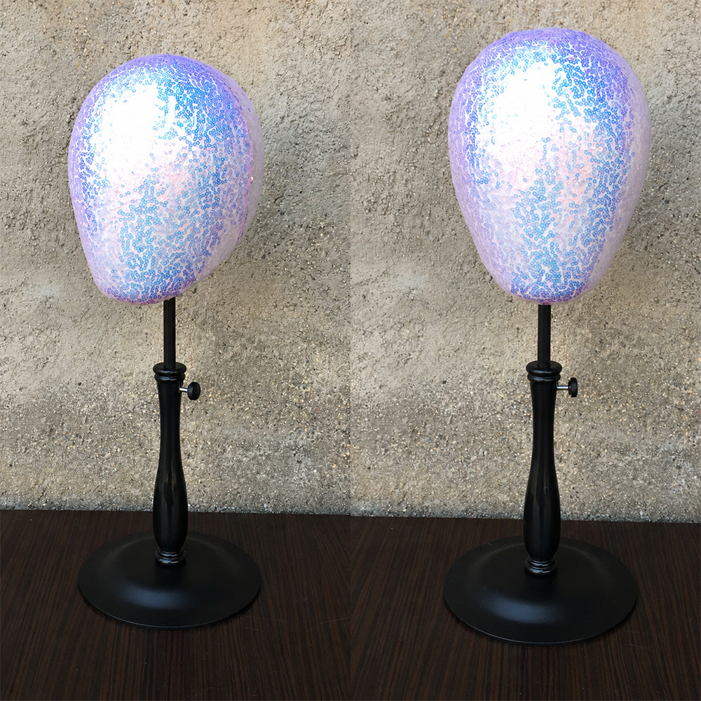 JELIMATE Glitter Diamond Wig Stand, Pinnable Sparkle Mannequin Head for Window Display