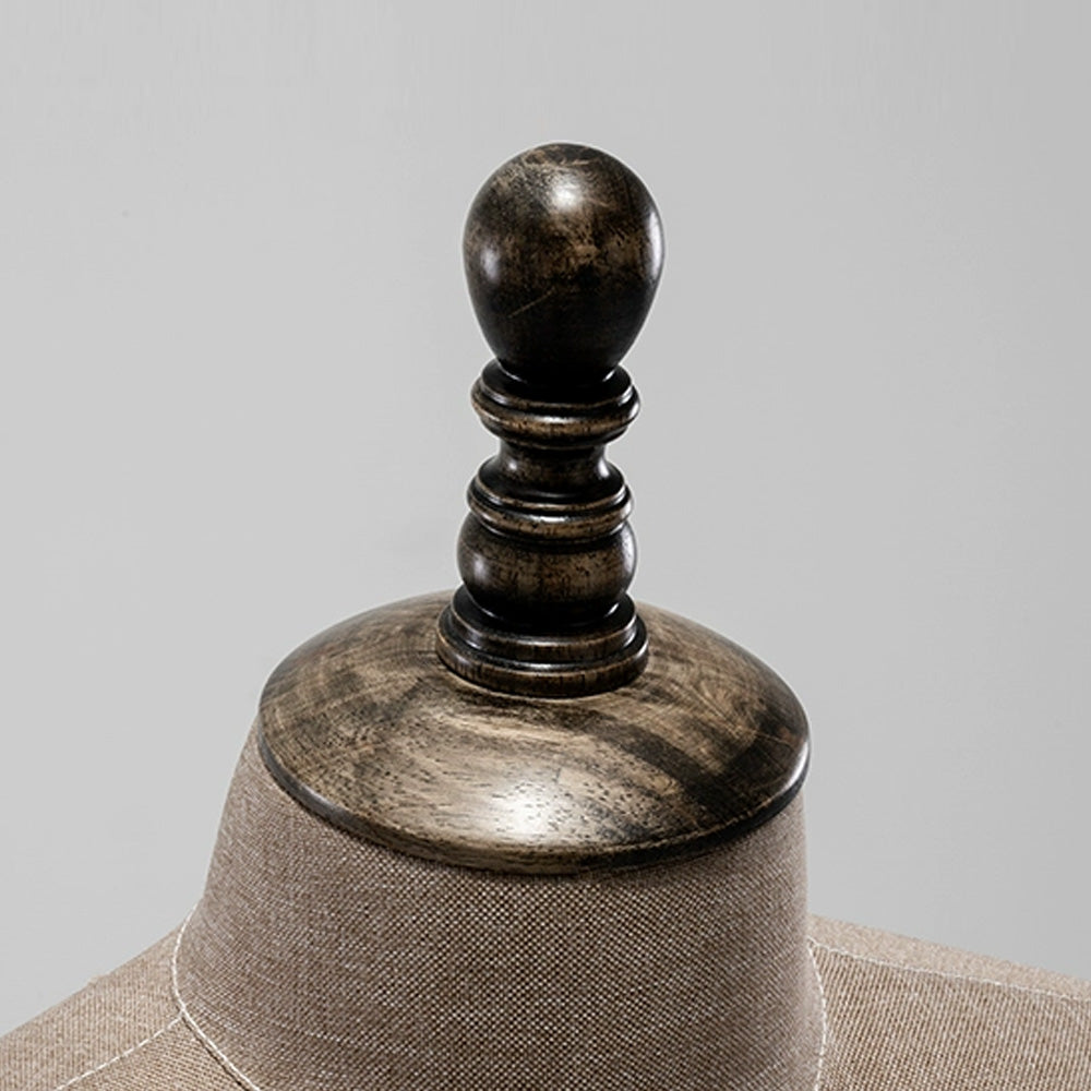Jelimate Half Body Male Mannequin Torso with Wooden Arms & Head | Coffee Gray Black