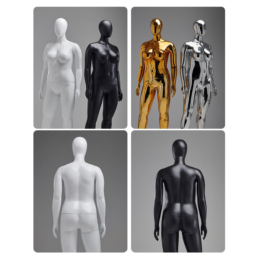 Jelimate High Quality Full Body Female Plus Size Mannequin,Black White Women Dress Form Torso Model,Manikin Head Clothing Boutique Store Clothing Dress Form