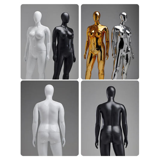 Jelimate Luxury Window Gold Silver Fat Female Mannequin,Big Breast Plus Size Curvy Female Mannequin