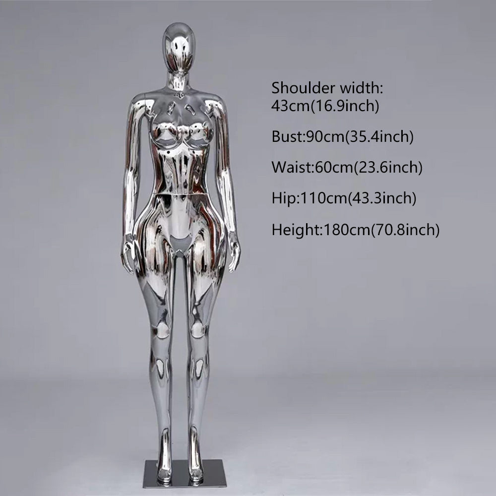 JELIMATE Plus Size Electroplated Female Mannequin 3 Colors, Curvy Window Display Fixture
