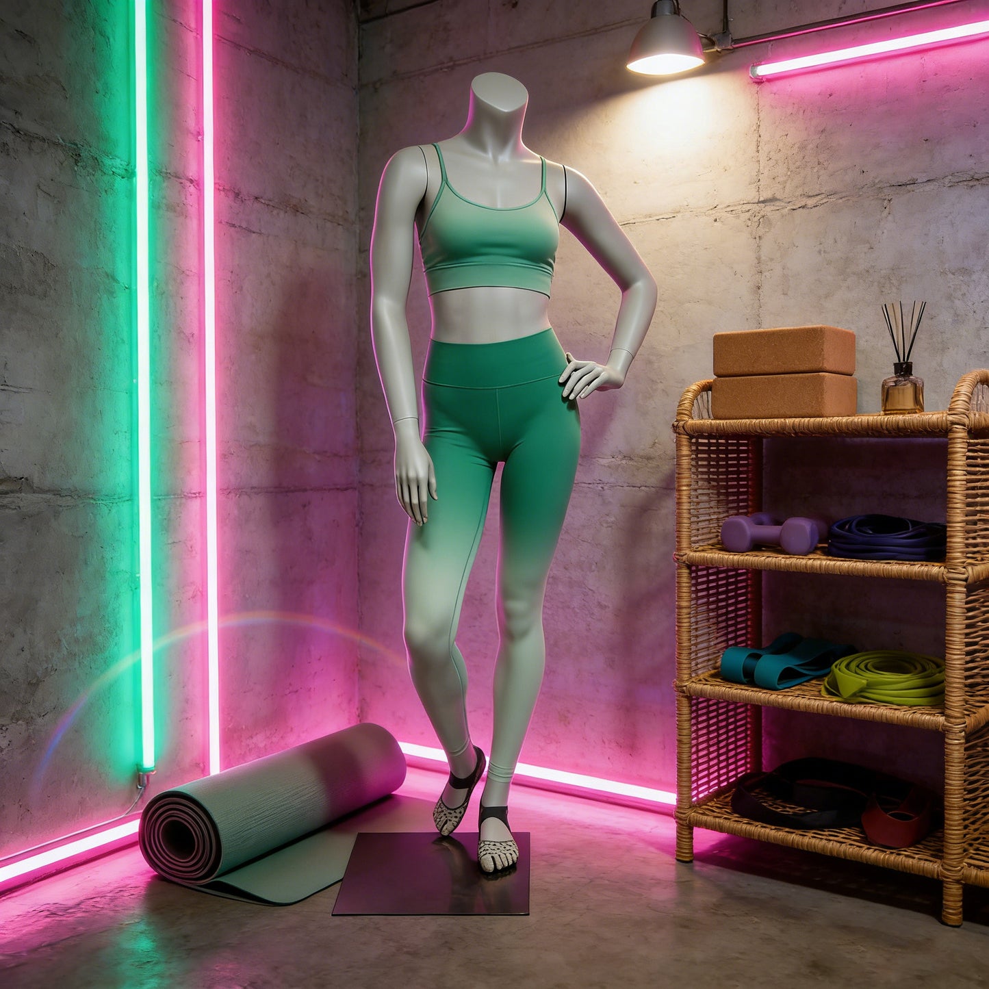Jelimate Female Athletic Headless Mannequin - Fiberglass Display for Activewear