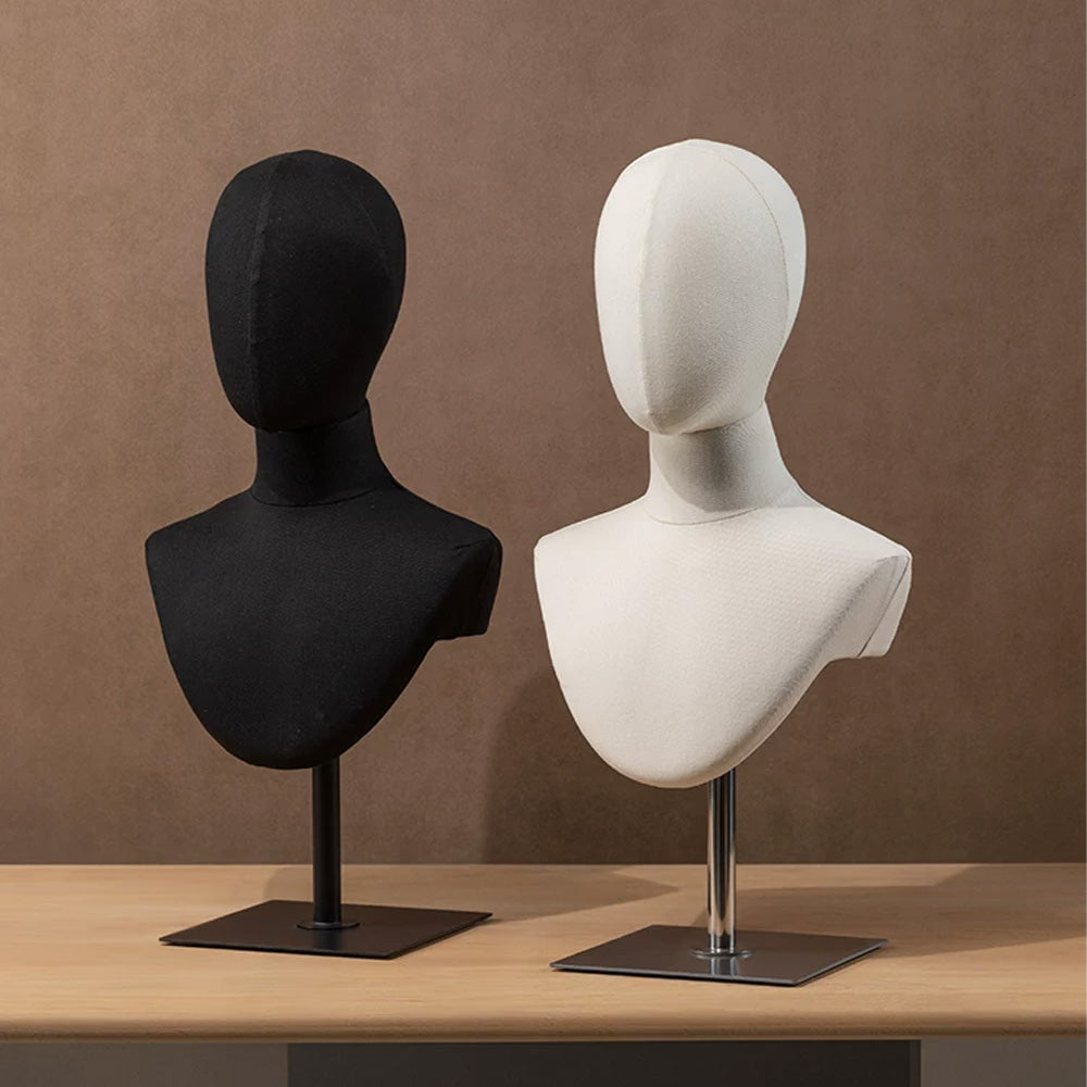 JELIMATE Fabric Mannequin Head Display Stand for Wigs Hats Scarves with Adjustable Base