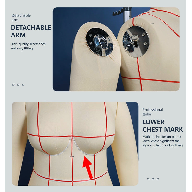 Plus Size Dress Form with Collapsible Shoulders - Professional Female Full Body Draping Mannequin