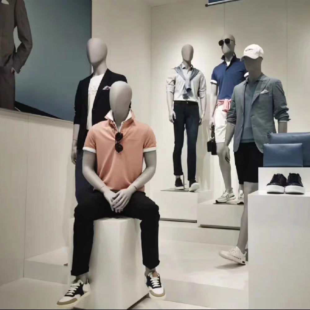 Jelimate Realistic Male Full Body Mannequin Dress Form,Grey Male Full Body Model Fiberglass Sport Mannequin,Garment Shop Window Display Male Suit Mannequin,Men Clothing Store Clothing Display Mannequin