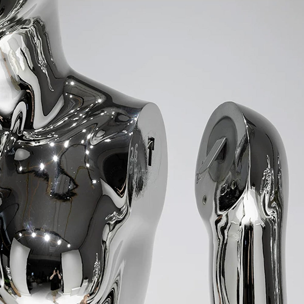 JELIMATE Mirror Silver Full Body Mannequin, Electroplated Male & Female Window Display