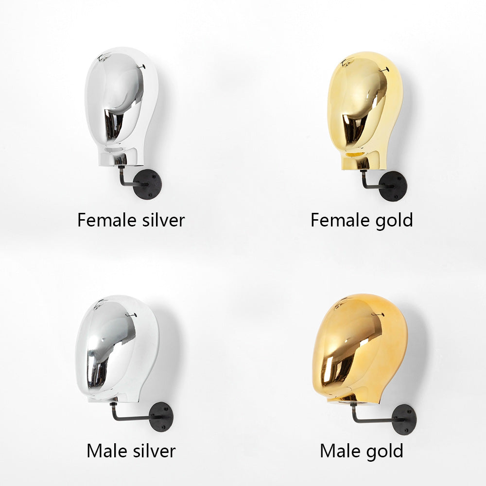 Jelimate Female Male Plated Silver Gold Mannequin Head Wall Hat Display Stand,Manikin Head Mannequin Hat Holder,Hat Display Mannequin Head for Wigs