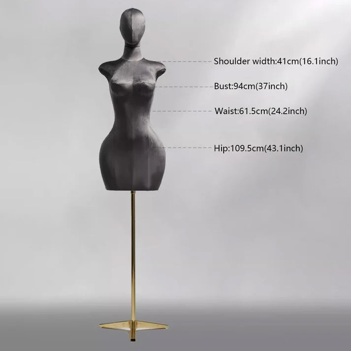JELIMATE Plus Size Female Mannequin Half Body Dress Form | Suede Fabric Curvy Display Torso for Clothing Boutique