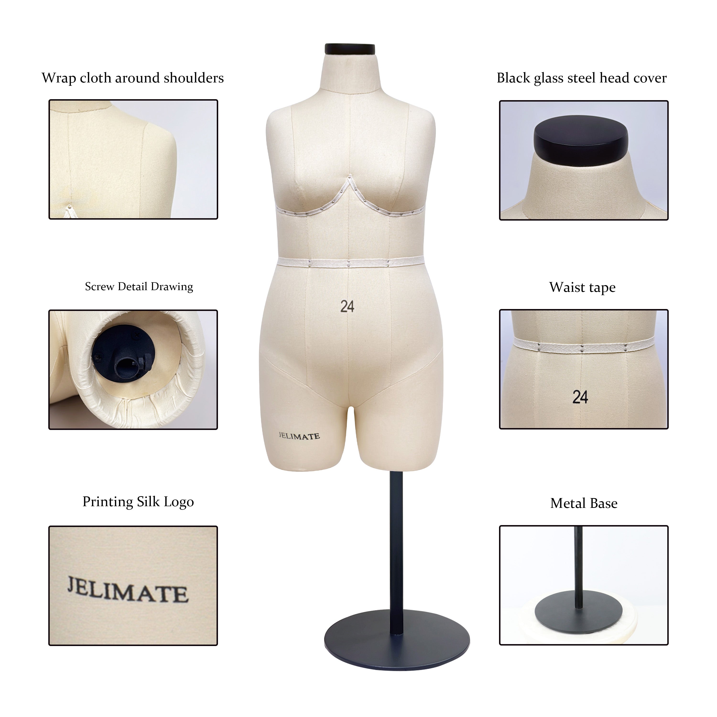 JELIMATE Studio | Plus Size Half Scale Dress Form (Size 24)