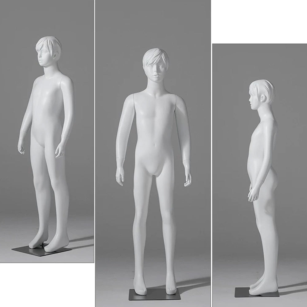 JELIMATE Child & Teen Full Body Mannequin with Face | Matte White Kids Display