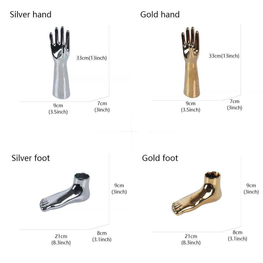 Luxury Plated Mannequin Hand & Foot Display Stand - Gold/Silver Jewelry Display Form