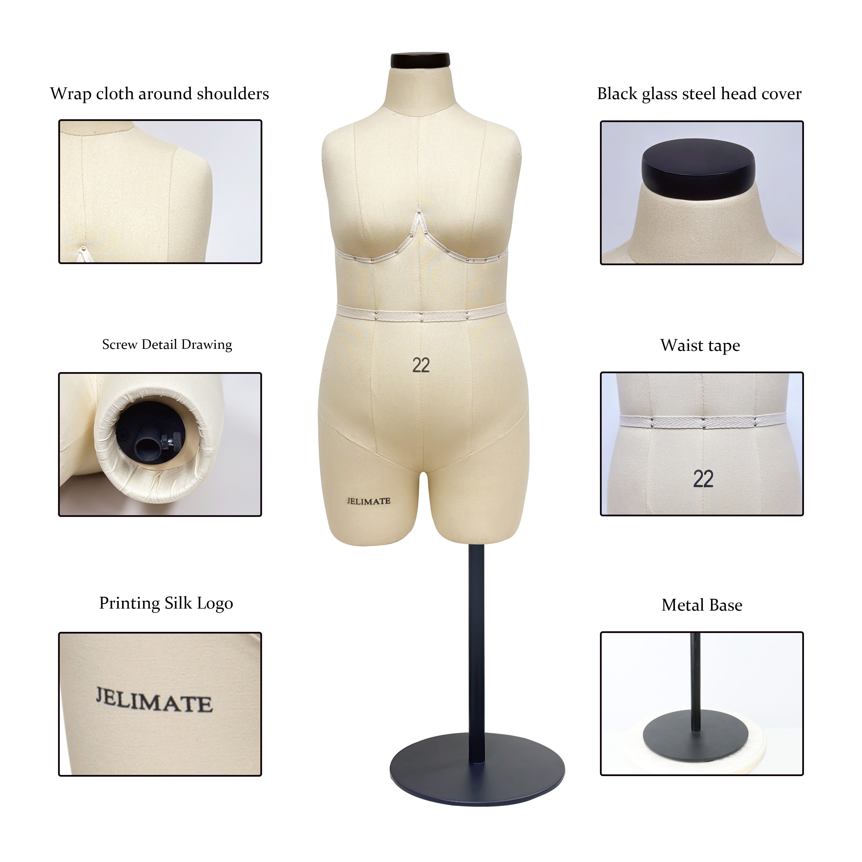 JELIMATE Studio | Plus Size Half Scale Dress Form (Size 22)