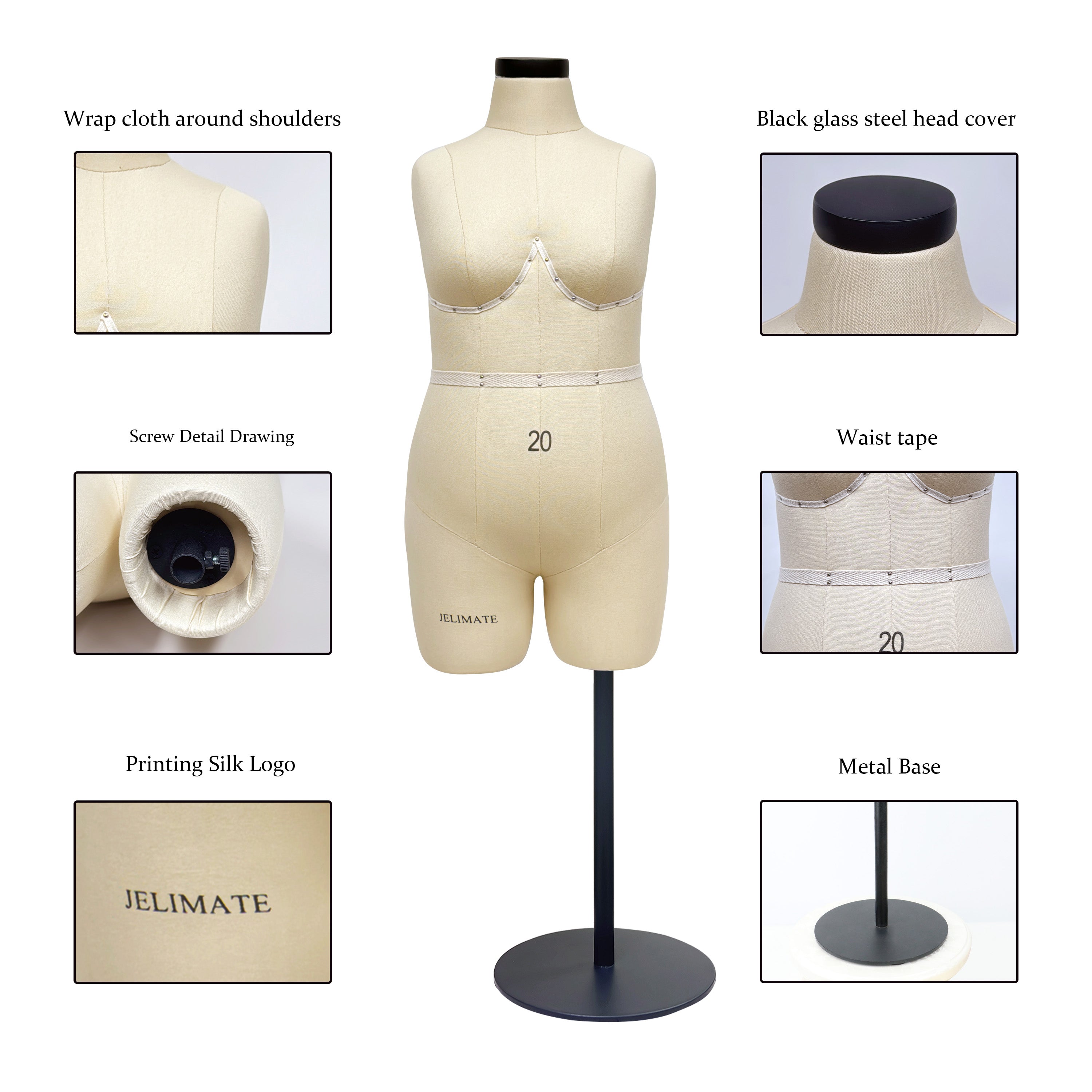 Half Scale Dress Form (1:2) - Plus Size Dress Mannequin (Size 20)