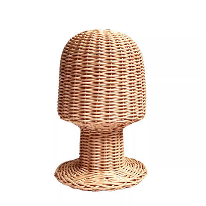 Handwoven Rattan Head Mannequin - Natural Woven Hat & Wig Display