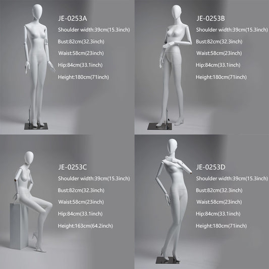 Jelimate Luxury White Full Body Mannequin Dress Form,Female Full Body Display Mannequin,Female Mannequin Torso With High Heel,Retail Clothing Store Female Display Mannequin,Clothing Display Model With White Arms JE0253