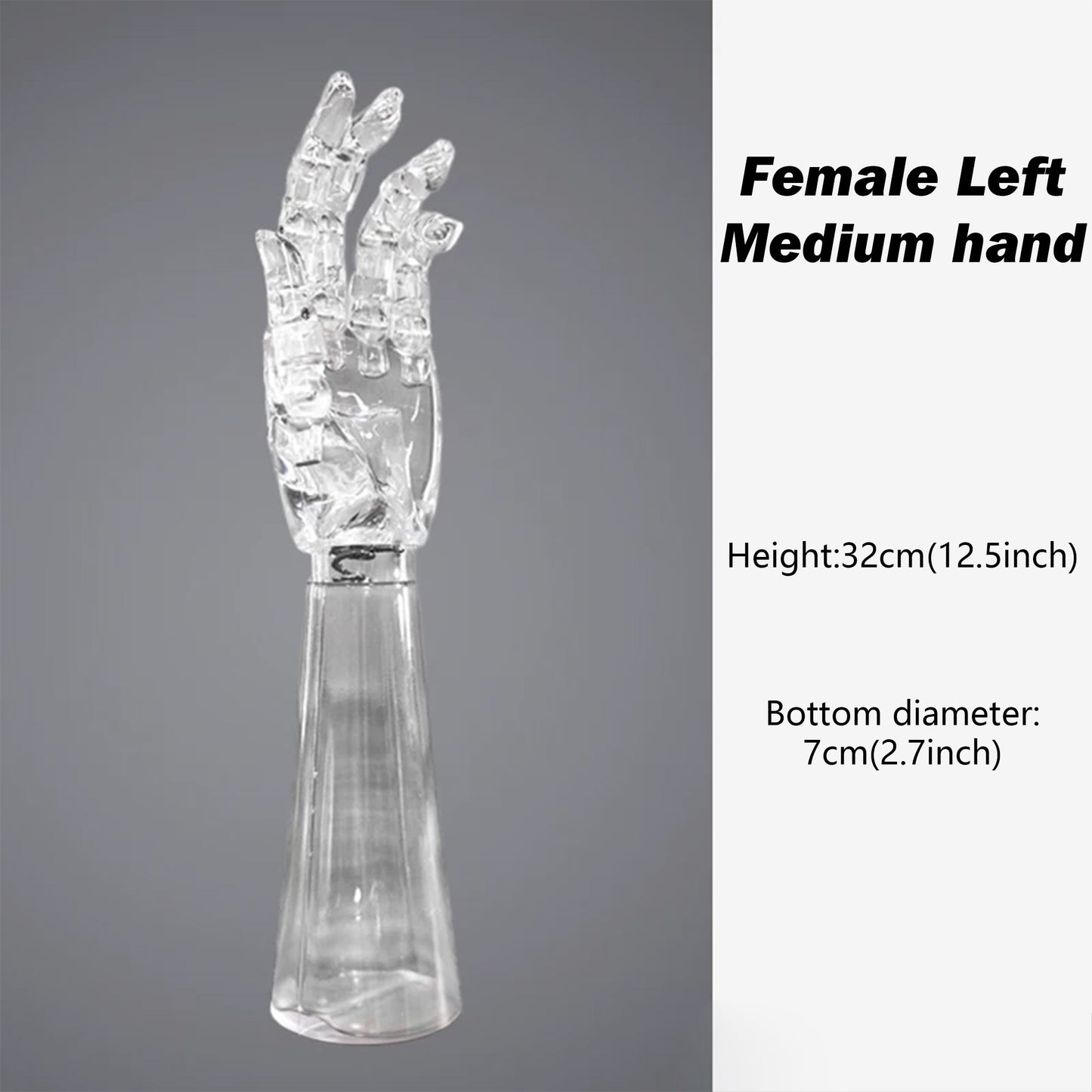 JELIMATE Clear Hand Mannequin Display Stand Articulated Joints Jewelry Ring Holder
