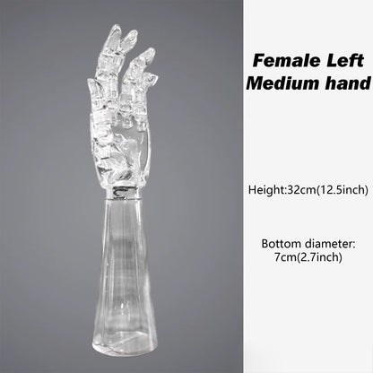 JELIMATE Clear Hand Mannequin Display Stand Articulated Joints Jewelry Ring Holder