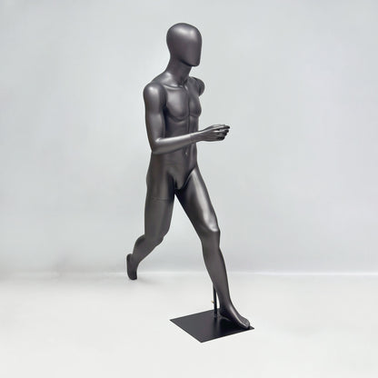 Running Mannequin Full Body Black Fiberglass Athletic Display Stand Male Female Gym Store