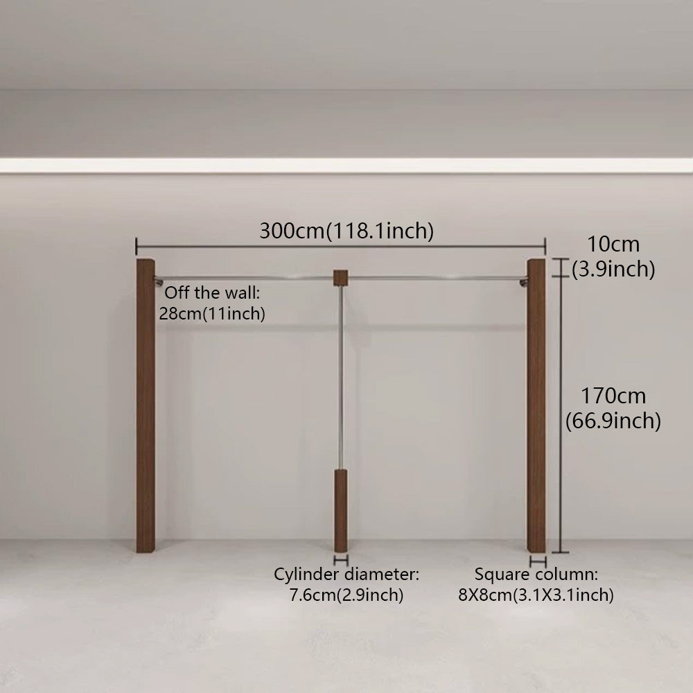 JELIMATE Walnut Clothing Display Rack for Boutique Retail Store Showroom Floor Standing