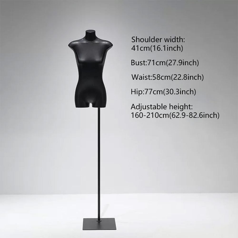 JELIMATE PU Leather Female Torso Mannequin with Poseable Arms for Boutique Window Display