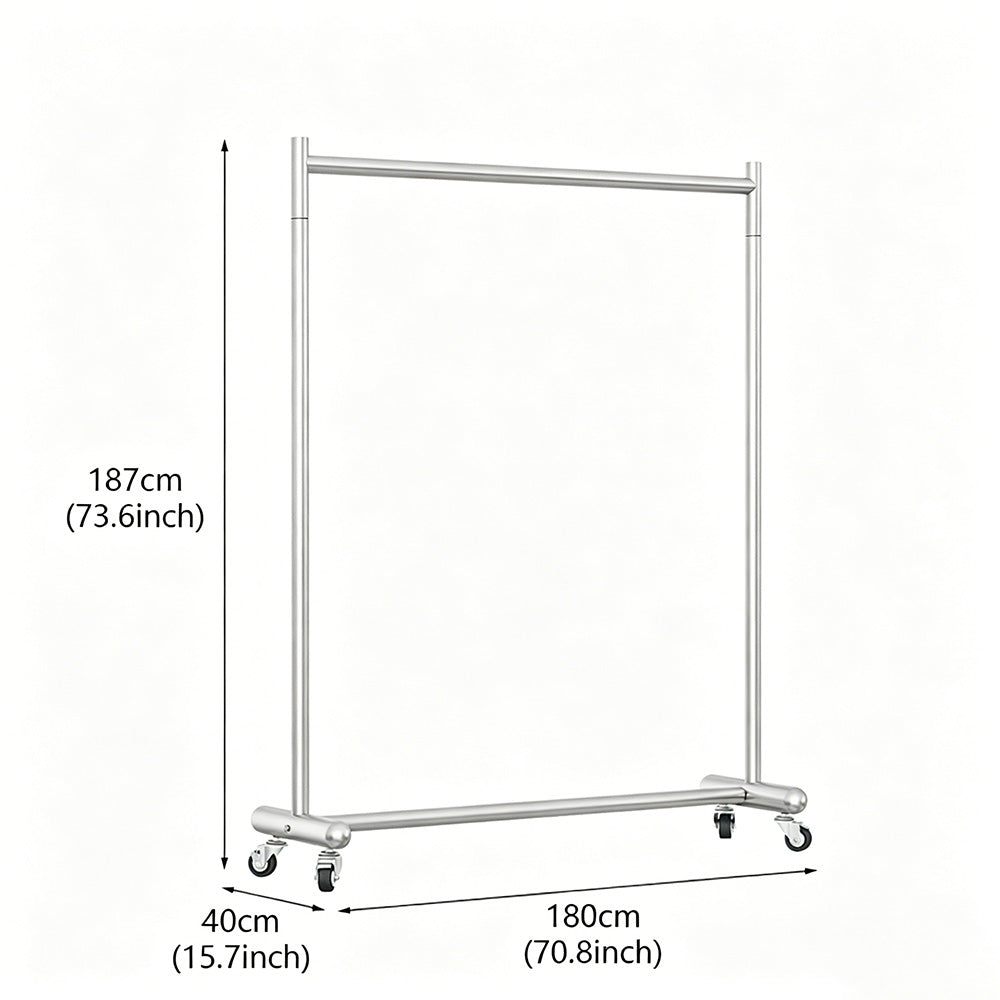 JELIMATE Industrial Clothing Rack with Wheels, Heavy Duty Rolling Garment Rack