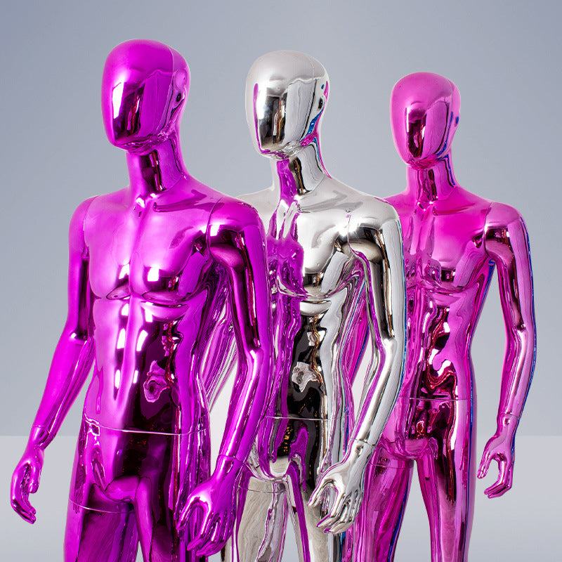 Brand Clothing Electroplated Mannequin | Full - Body Colorful Fiberglass Resin Golden Men's Clothing Window Display Rack