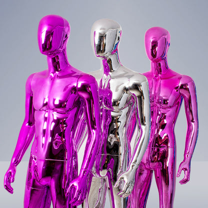 Brand Clothing Electroplated Mannequin | Full - Body Colorful Fiberglass Resin Golden Men's Clothing Window Display Rack