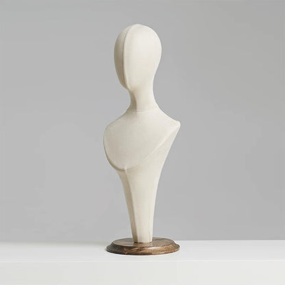 JELIMATE Fabric Mannequin Head Stand with Wood Base for Hat Wig Jewelry Display
