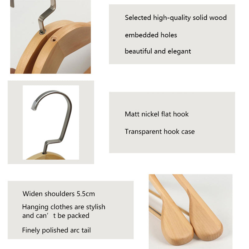 Retro Wide-Shoulder Wooden Hanger: Premium Non-Slip Closet Essential