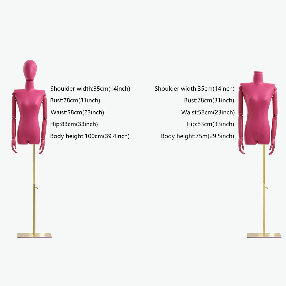 Jelimate Female Leather Mannequin Torso With Wooden Arms,Colorful Leather Dress Form Model Props,Shop Window Clothing Dress Form Flat Shoulder Model