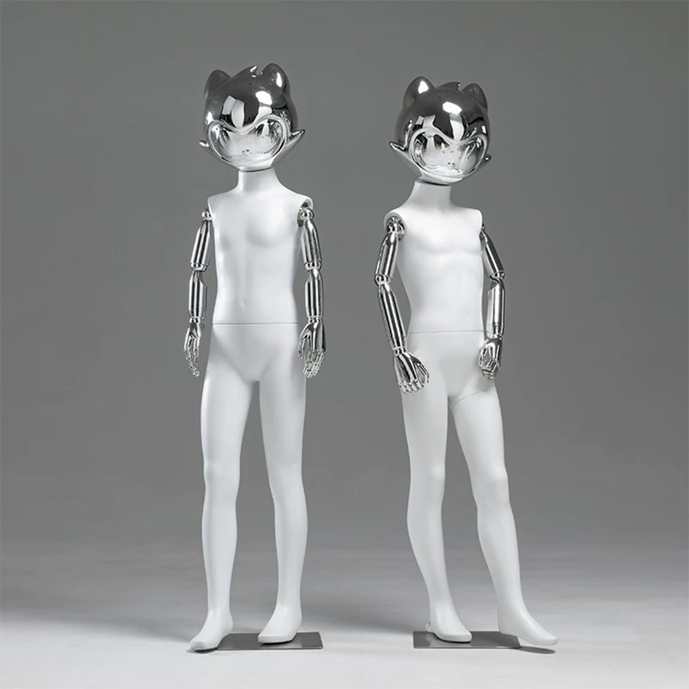 JELIMATE Kids Full Body Mannequin Chrome Anime Cat Head Children Clothing Display