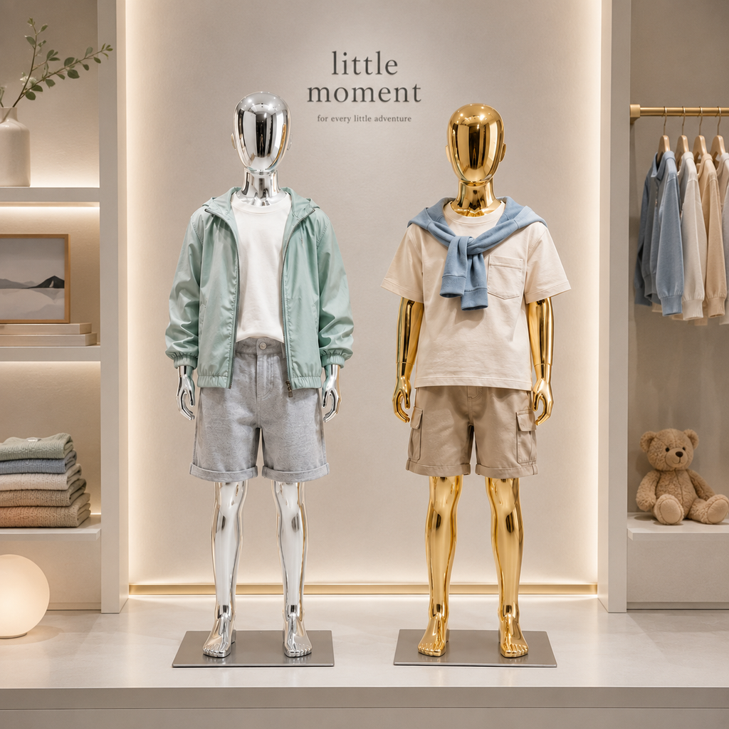 Jelimate JE-0207 Luxury Gold & Silver Electroplated Full Body Kid Mannequin