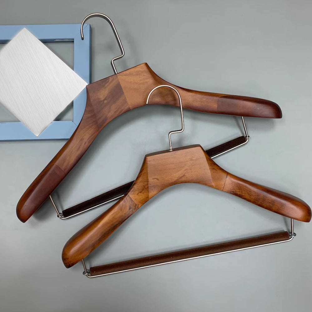 Jelimate Wide Shoulder Solid Wood Hangers Strong Wooden Hangers for Mens and Womens Wear