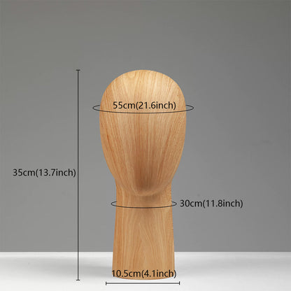 Wood Grain Mannequin Head Display Stand - Tabletop Hat Wig Holder for Retail Stores & Closet Organization
