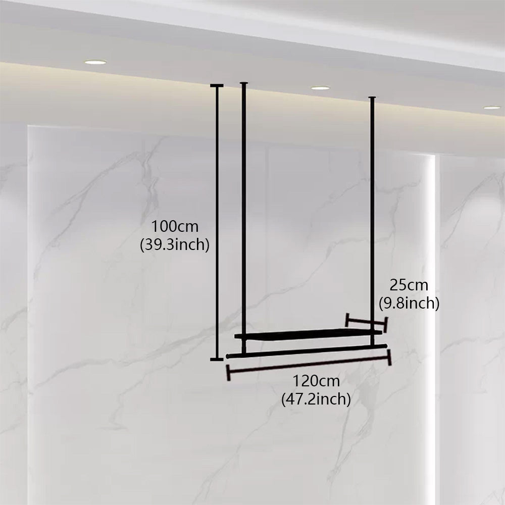 JELIMATE Ceiling Mounted Clothing Rack | Black Iron Hanging Garment Display for Boutique