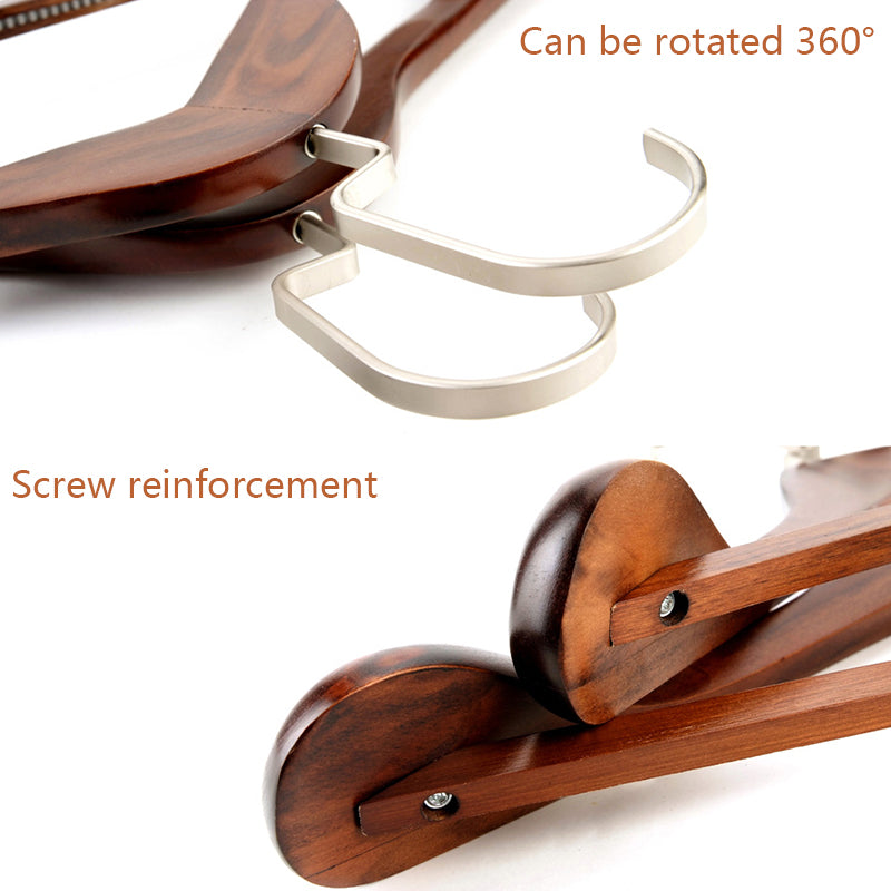 Retro Wide-Shoulder Wooden Hanger: Premium Non-Slip Closet Essential