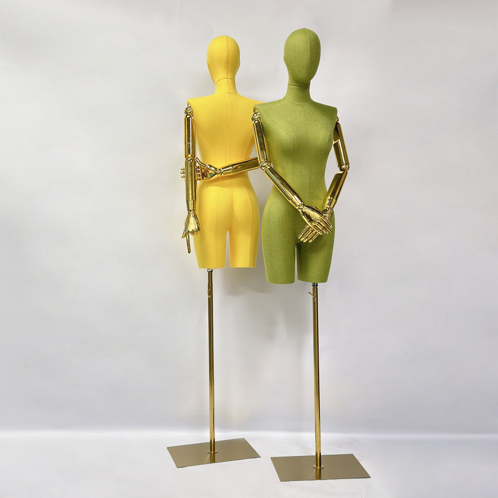 JELIMATE Linen Female Dress Form - Half Body Mannequin for Window Display
