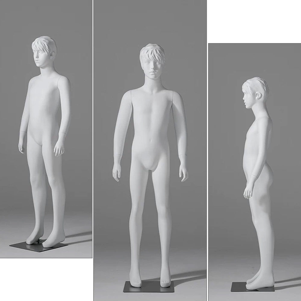JELIMATE Child & Teen Full Body Mannequin with Face | Matte White Kids Display