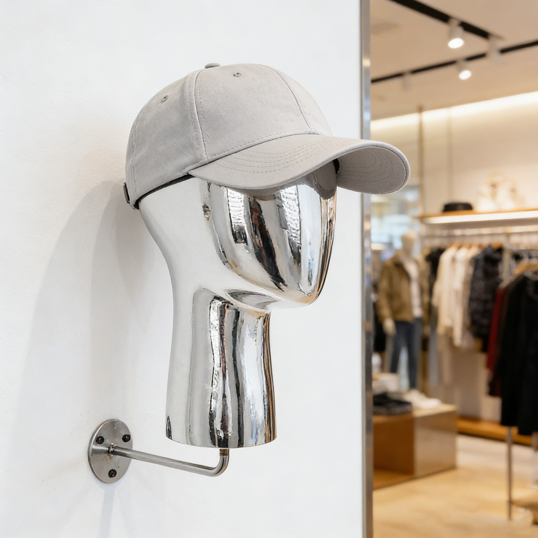 Luxury Electroplated Wall-Mounted Mannequin Head Display - Hat & Wig Stand Gold/Silver