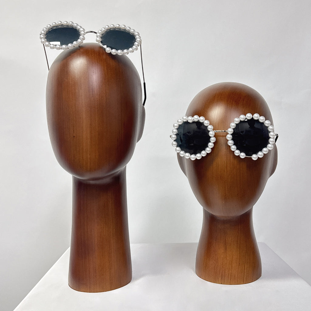 Jelimate Brown Wooden Mannequin Head Form Hat Display Head,Wood Head Mannequin For Hat Display Stand,Headband Wig Sunglasses Display Head Model