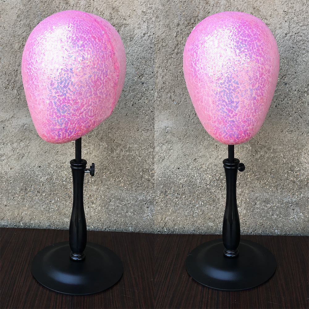 JELIMATE Glitter Diamond Wig Stand, Pinnable Sparkle Mannequin Head for Window Display