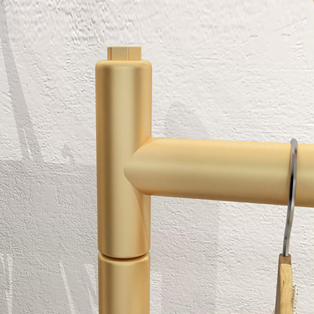 Jelimate Standard Double Layers Poles Clothing Hanger Hanging Clothes Rack With Shelf,Boutique Store Children Kids Adult Clothing Display Rack,Stainless Steel Gold Clothing Rack Wall Metal Coat Rack