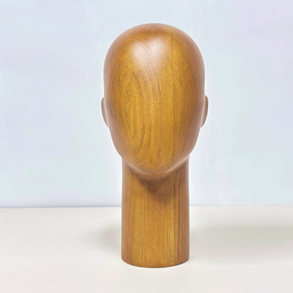 JELIMATE Wooden Mannequin Head Male – Solid Wood Hat Wig Glasses Display Stand
